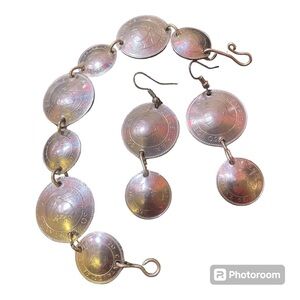 HONDURAN COIN earring & bracelet set - 50 & 20 centavos the size of US qtrs. EUC